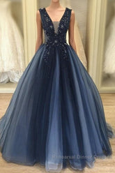 Navy Ball Gown Wedding Dresses Semi Formal Prom Gown